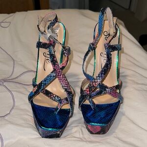 So Me Metallic Blue Strappy Sandals